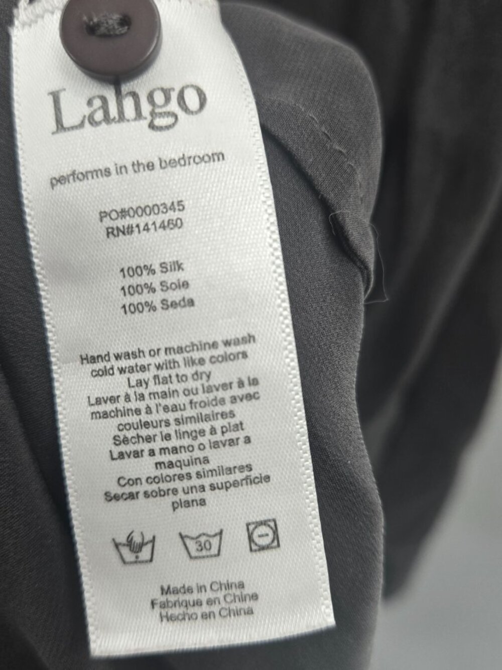 Lahgo by Lunya Meditative Grey 100% Washable Silk Men's Pajama Top Size Medium - Picture 8 of 8